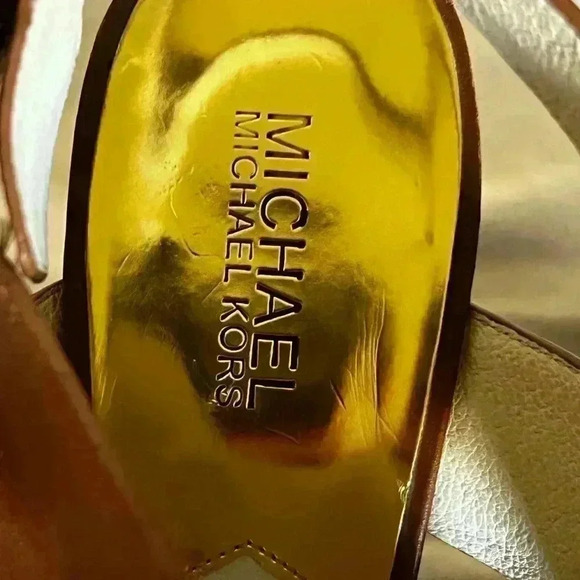 Michael Kors Size 10 Josephine Brown Wedge Sandals Luggage Tan Brown - Picture 2 of 9
